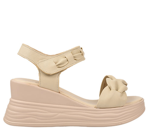 Sandale casual, dama, FORMAZIONE, 8702-1 crem, piele naturala, platforma